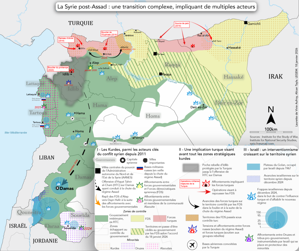 CARTE - La Syrie post-Assad : une transition complexe, impliquant de multiples acteurs
